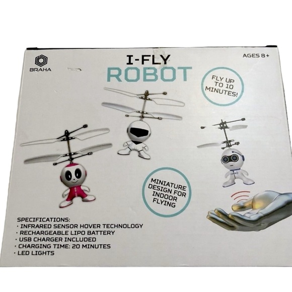 BRAHA I-Fly Robot Miniature Flying Helicopter White/Black/Pink ~ FACTORY SEALED - Picture 7 of 8